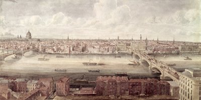 Panoramablick auf London nach Norden zwischen Southwark Bridge und London Bridge, ca. 1831 von Gideon Yates